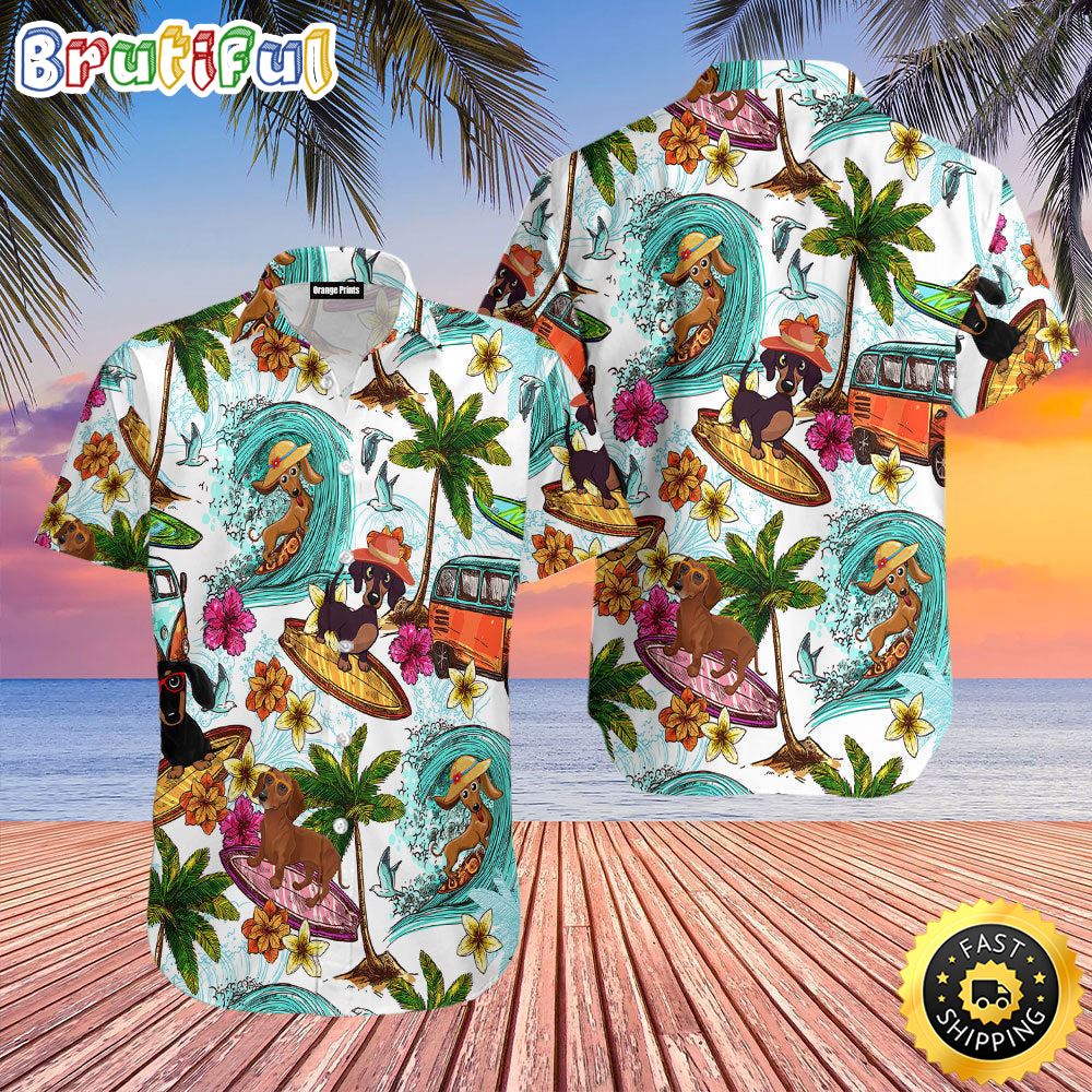Enjoy Surfing With Dachshund Dog Hawaiian Shirt Mens Hawaiian Shirt Gifts For Dog Lovers 1