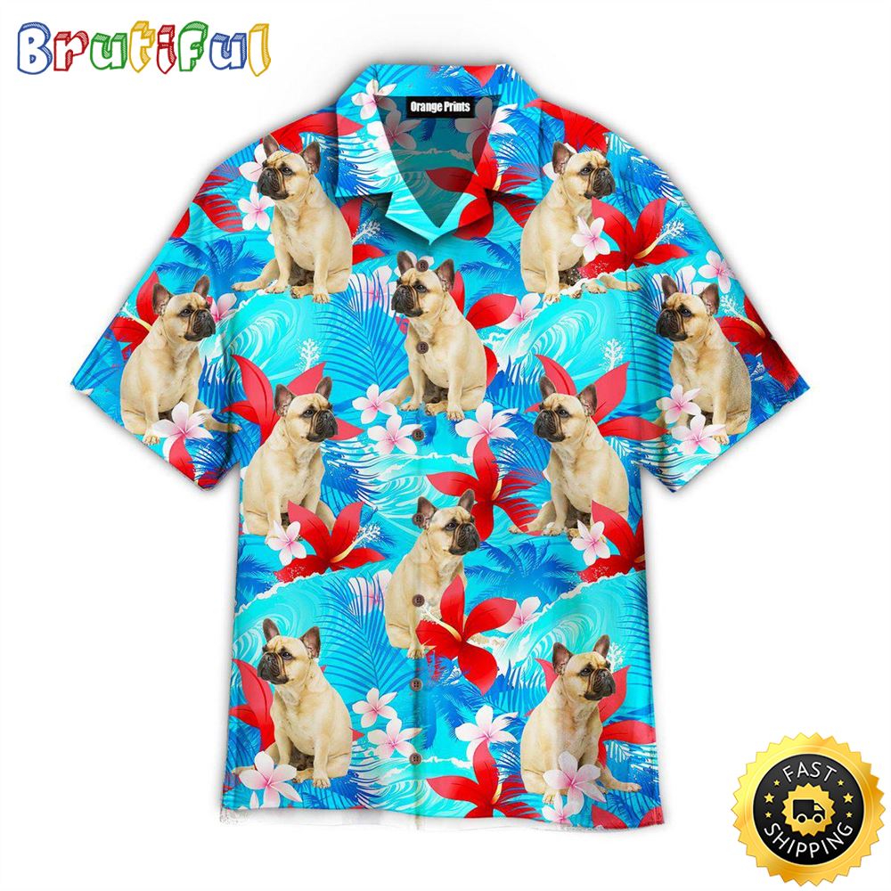 French Bulldog Happy With Summer Beach Pattern Dog Hawaiian Shirt Mens Hawaiian Shirt Gifts For Dog Lovers 1