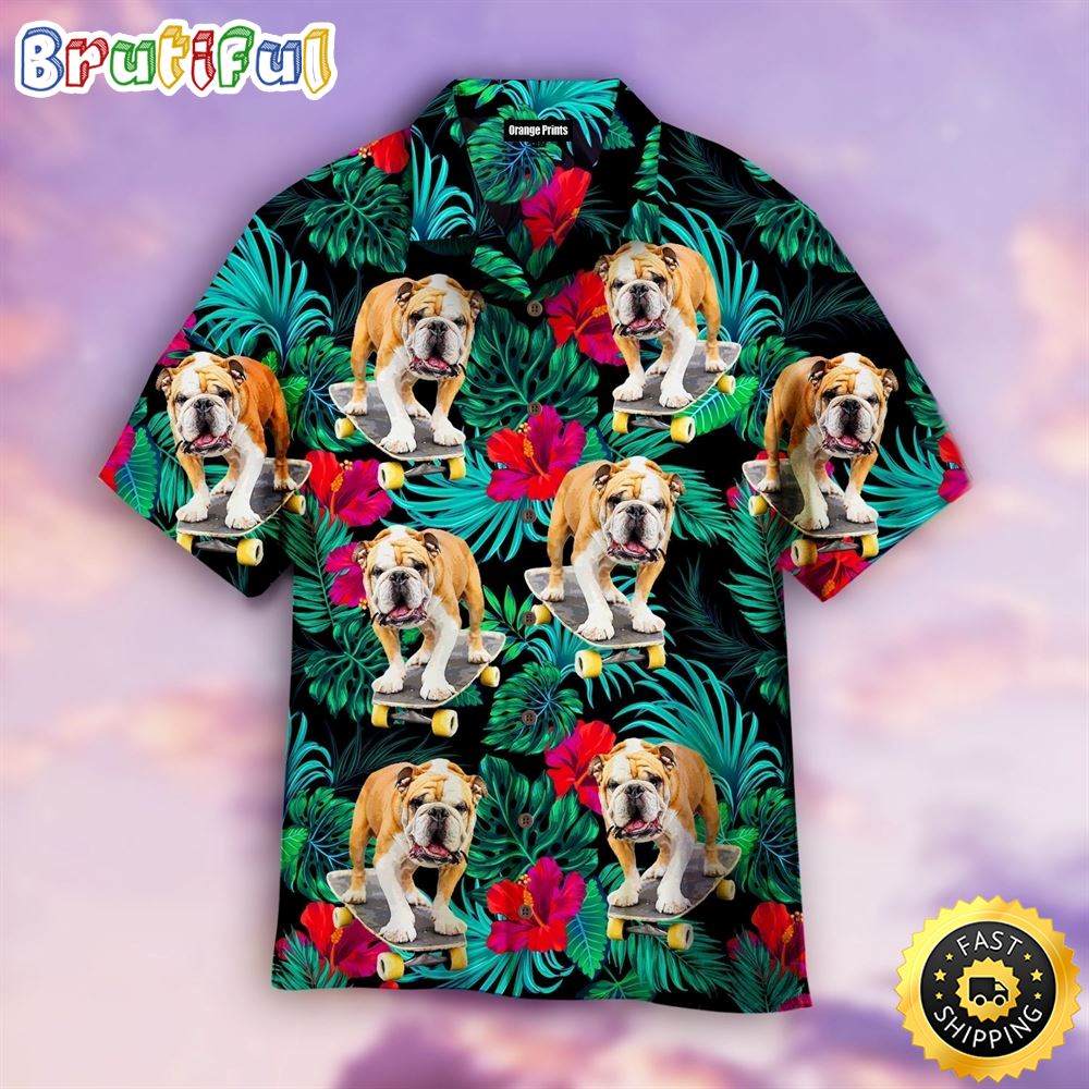 French Bulldog On Skateboard Floral Dog Hawaiian Shirt Mens Hawaiian Shirt Gifts For Dog Lovers 1