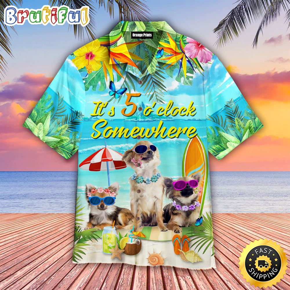 Funny Dog Beach It s 5 O clock Somewhere Dog Hawaiian Shirt Mens Hawaiian Shirt Gifts For Dog Lovers 1