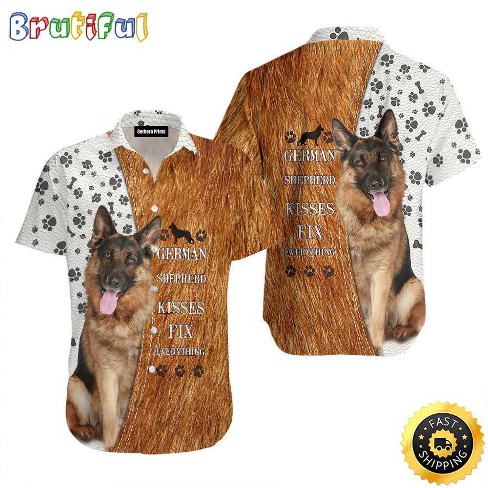 German Shepherd Kisses Fix Everything Dog Hawaiian Shirt Mens Hawaiian Shirt Gifts For Dog Lovers 1