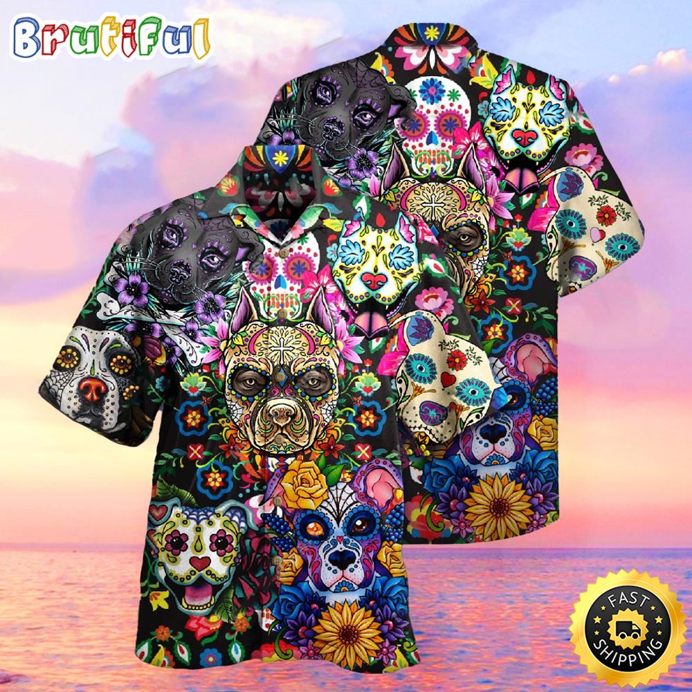 Gift For Dog Lover Dia De Muertos Dog Hawaiian Shirt Mens Hawaiian Shirt Gifts For Dog Lovers 1