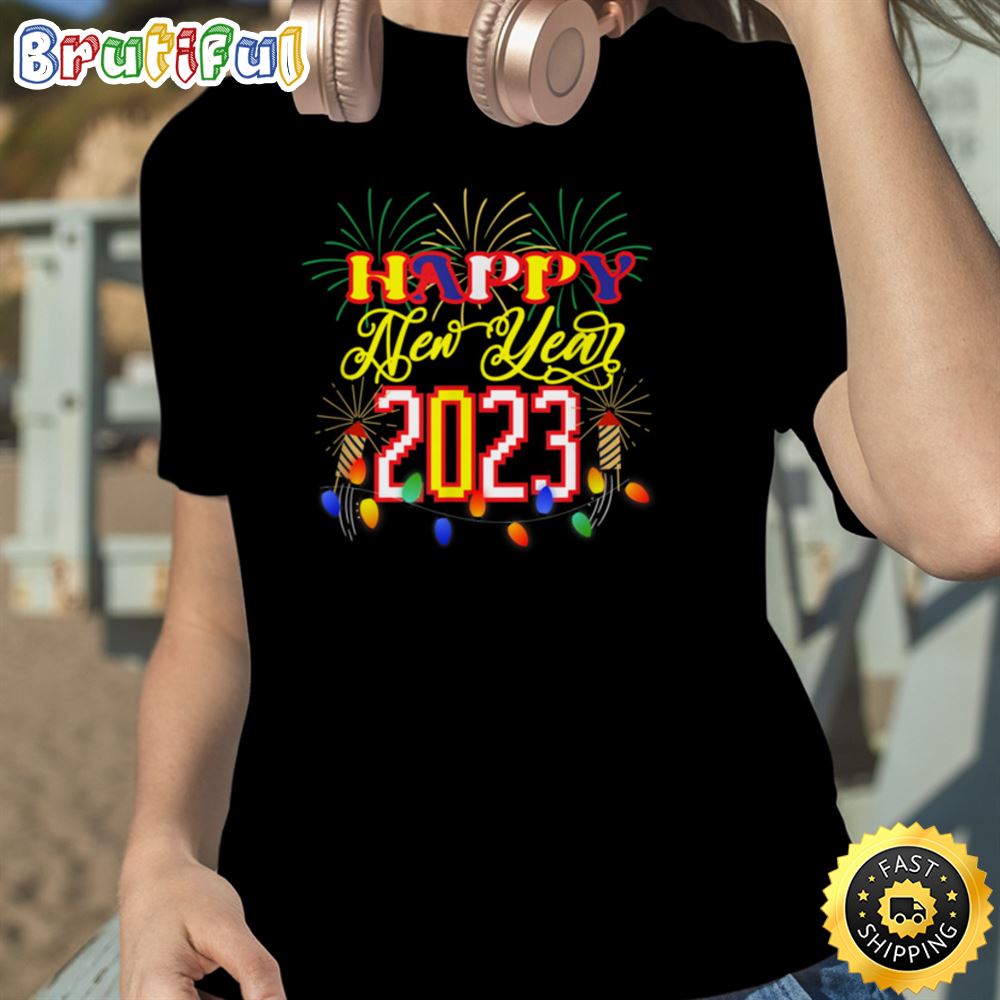 Happy New Year 2023 Pixelated Design Unisex Basic T shirt 1