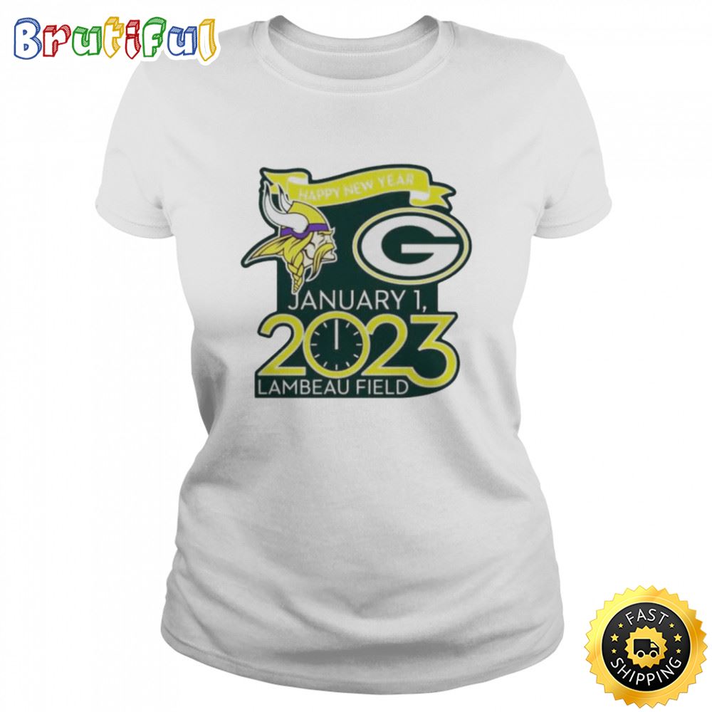 Happy New Years Packers Vs. Vikings Jan. 1 2023 Lambeau Field Gameday Unisex Basic T shirt 1
