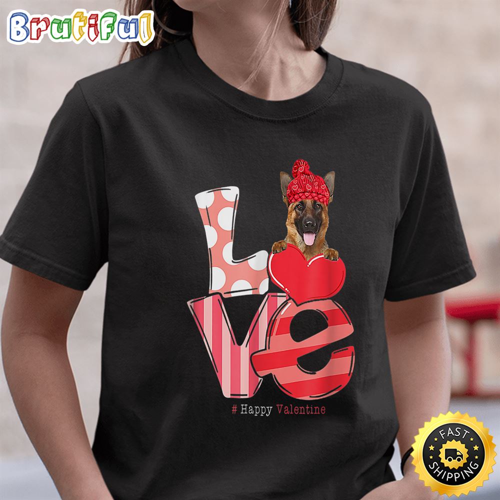 Love German Shepherd Shirt Valentine Day 2023 Gift Dog Lover T Shirt
