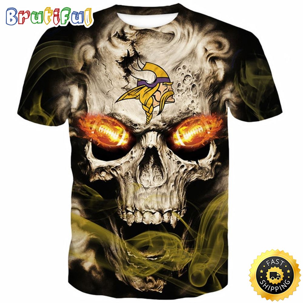 N.F.L.Minnesota Vikings Neon 3d Glowing Fiery Football Eyes All Over Print Shirts