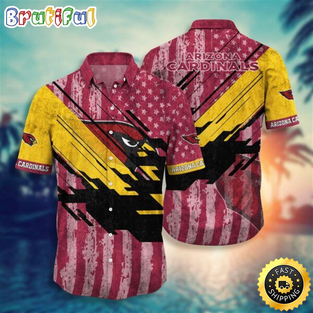 NFL Arizona Cardinals Red America Flag Hawaiian Shirt