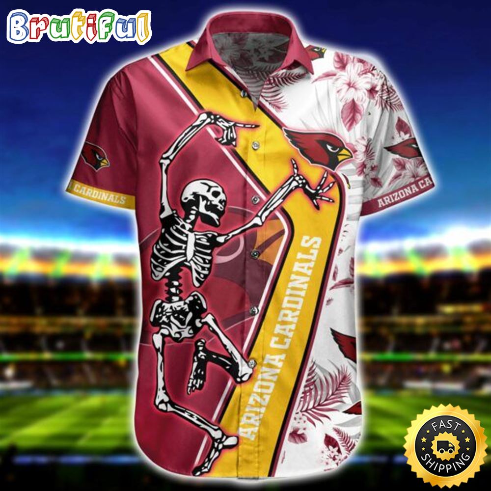 NFL Arizona Cardinals Skellington Red Yellow Hawaiian Shirt