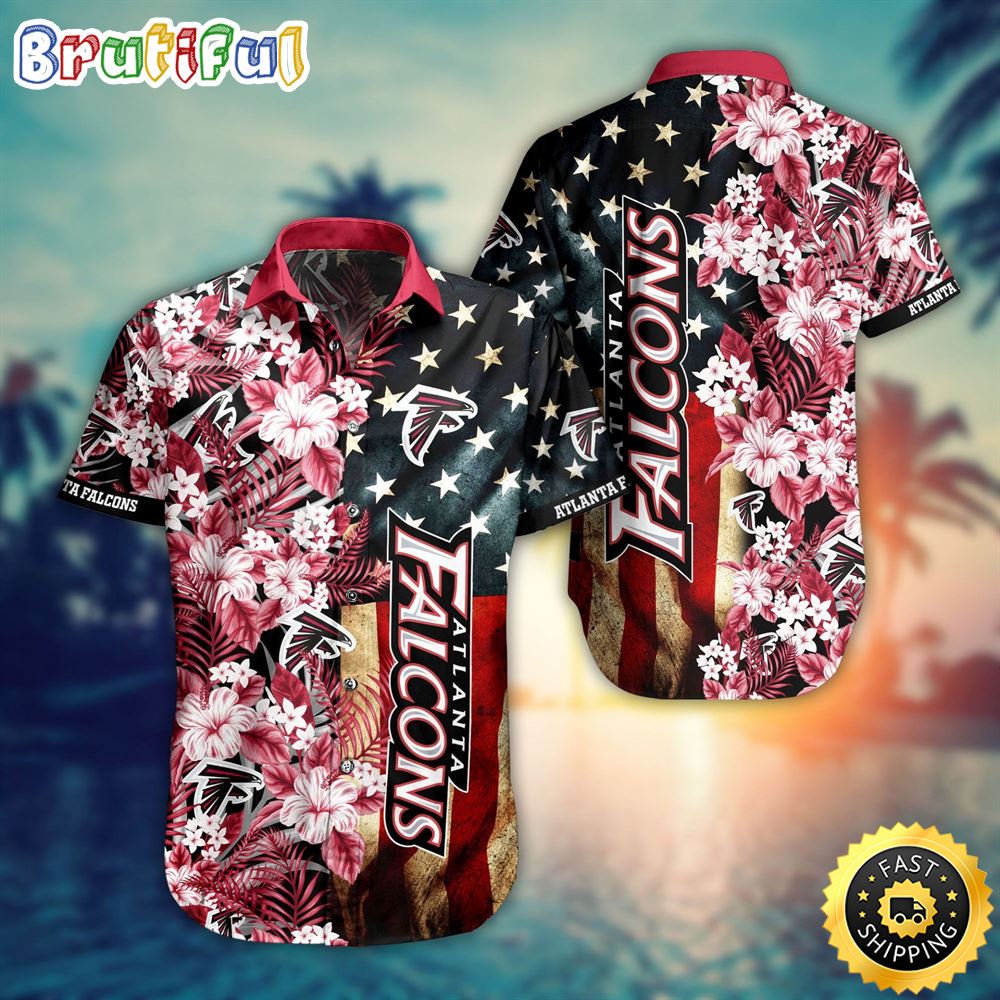NFL Atlanta Falcons America Flag Flower Hawaiian Shirt