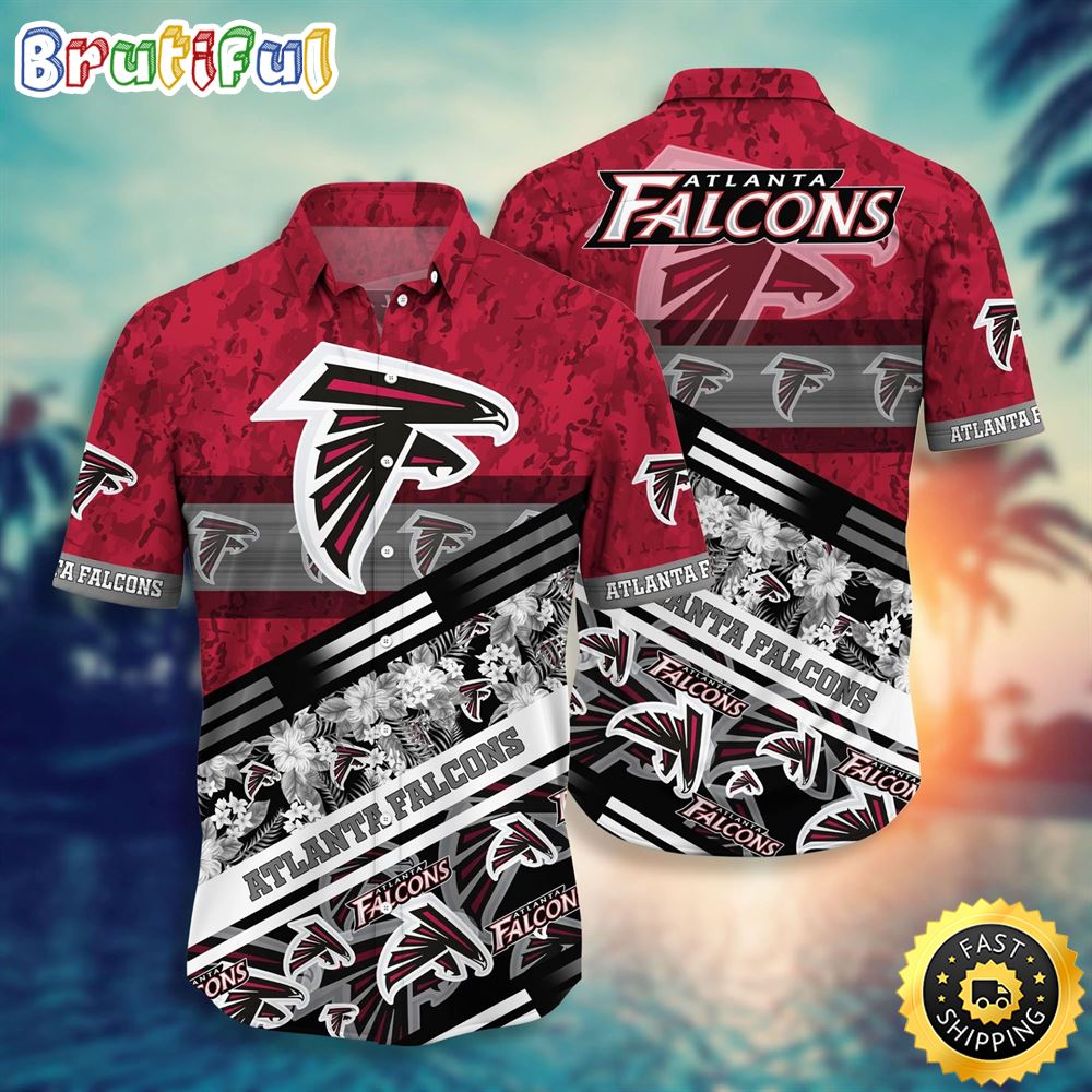 NFL Atlanta Falcons Red Silver Flower Hawaiian Shirt