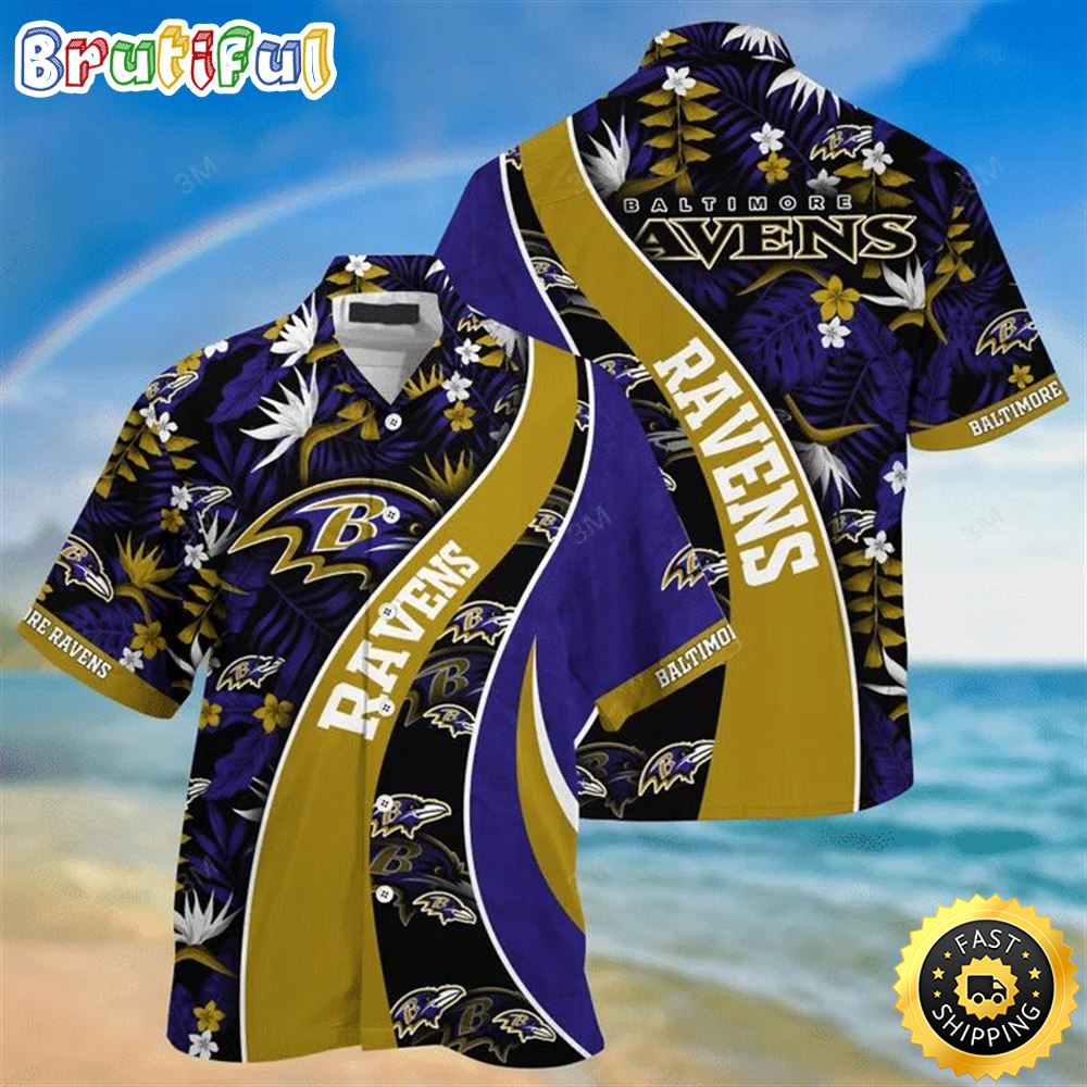 NFL Baltimore Ravens Purple Gold Hawaiian Shirt