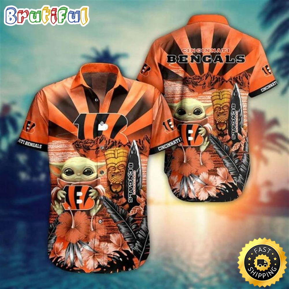 NFL Cincinnati Bengals Baby Yoda Orange Hawaiian Shirt
