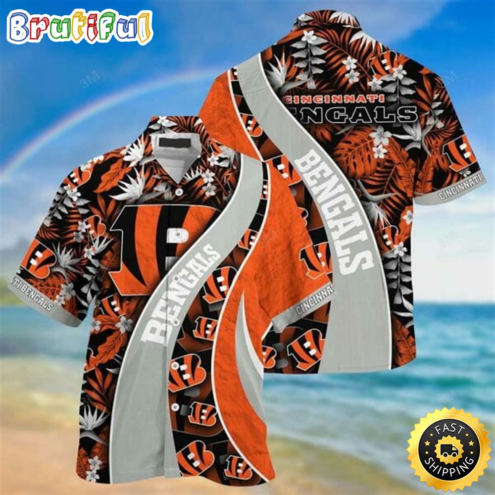 NFL Cincinnati Bengals Orange Grey Hawaiian Shirt
