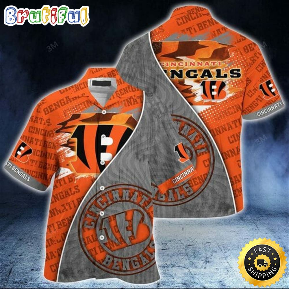 NFL Cincinnati Bengals Orange Grey Summer Football Hawaiian Shirt