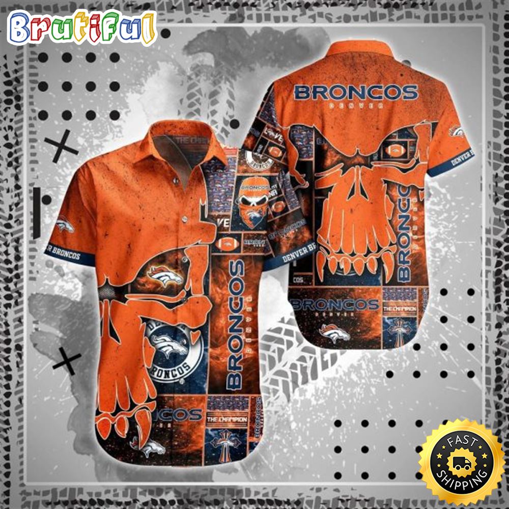 NFL Denver Broncos Orange Punisher Skull Hawaiian Shirt