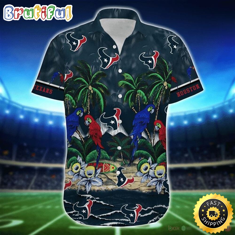 NFL Houston Texans Coconut Tree Blue Hawaiian Shirt