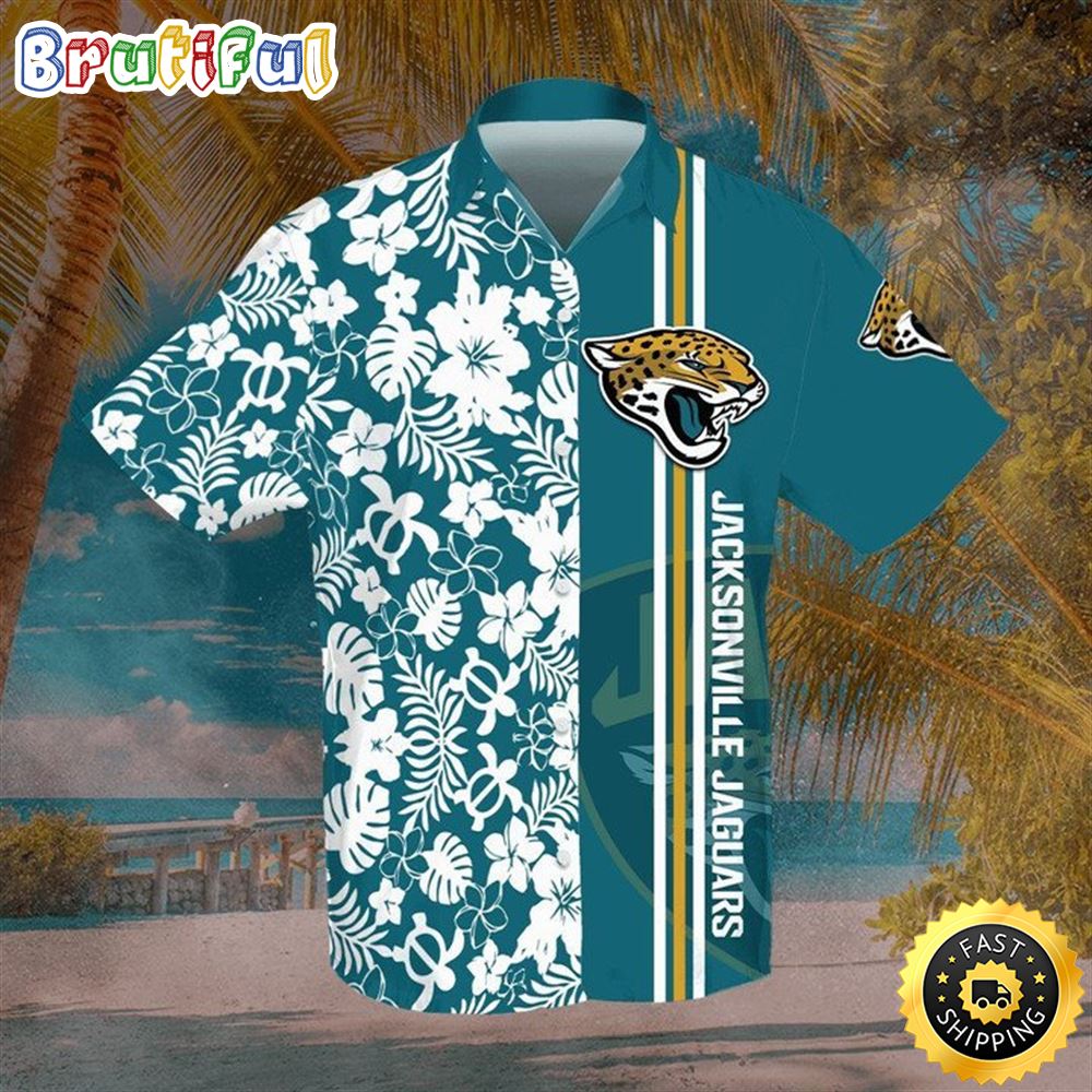 NFL Jacksonville Jaguars Teal Flower Hawaiian Shirt