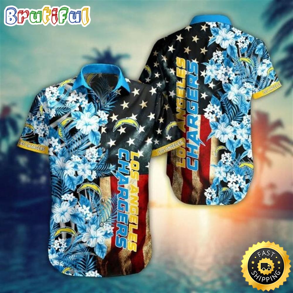 NFL Los Angeles Chargers American Flag Hawaiian Shirt