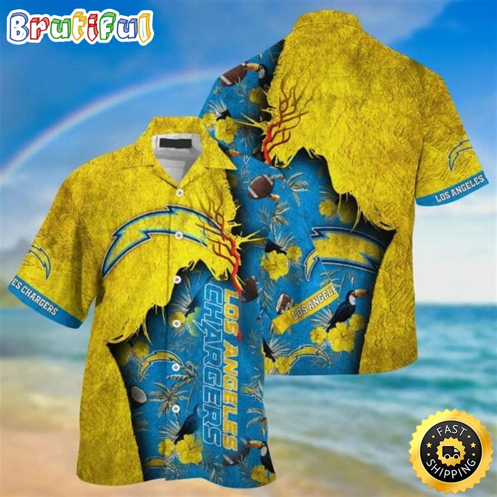 NFL Los Angeles Chargers Blue Gold Hawaiian Shirt V3