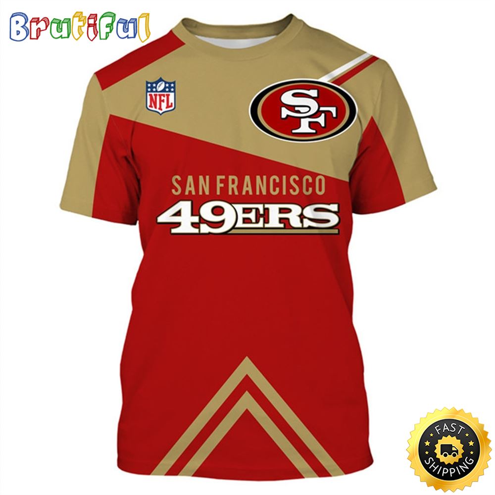 New N.F.L.San Francisco 49ers Official Logos Official Classic 49ers Team All Over Print Shirt
