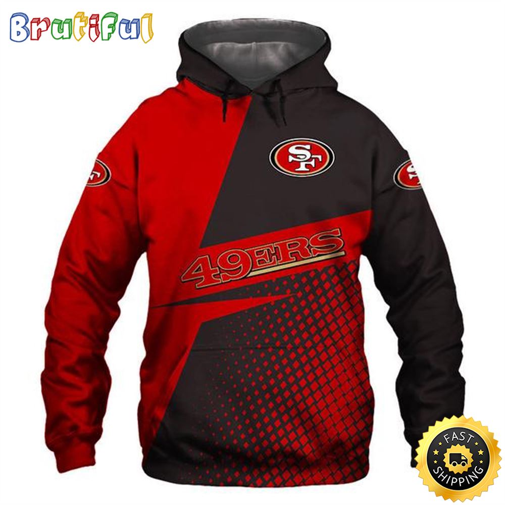 Official 49ers Team Logos Detailed 3d Graphic Printed Double Sided Design Hoodie