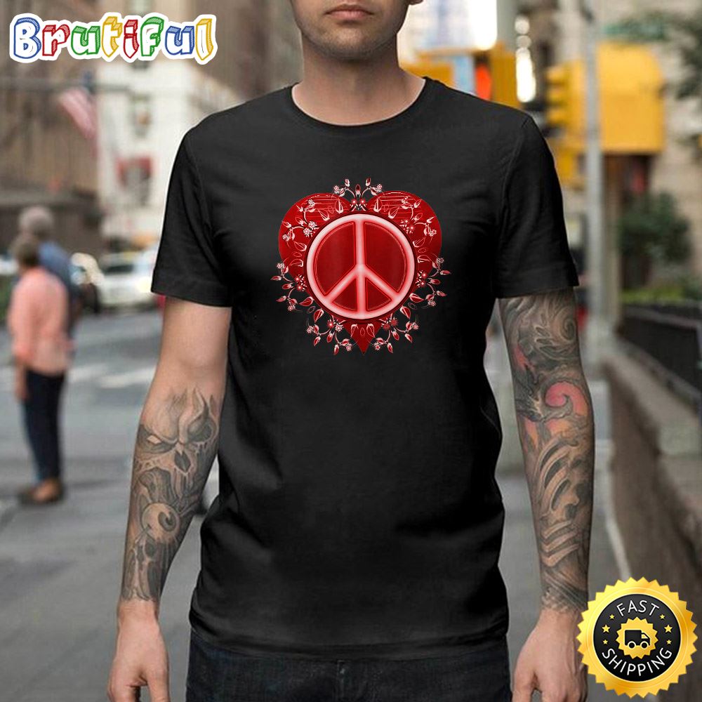Peace Sign Valentine Design For Women Happy Valentines Day Unisex T shirt