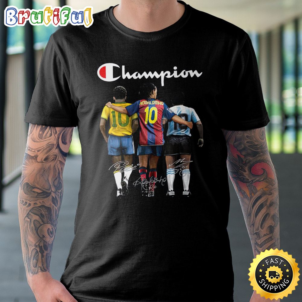 Pele Autograph Print Replica of Pele Flips Over Soccer Unisex T Shirt