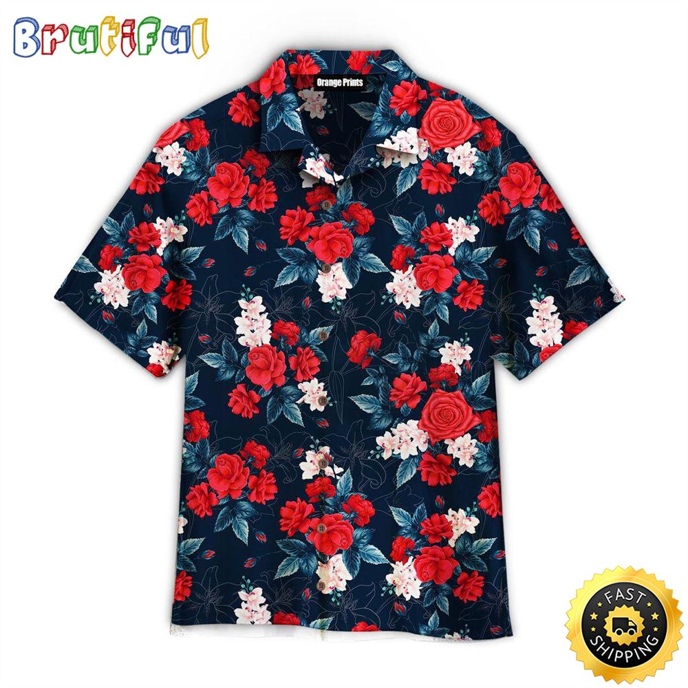 Red Rose Tropical Patriotic Dog Patriot Day Dog Hawaiian Shirt Mens Hawaiian Shirt Gifts For Dog Lovers 1