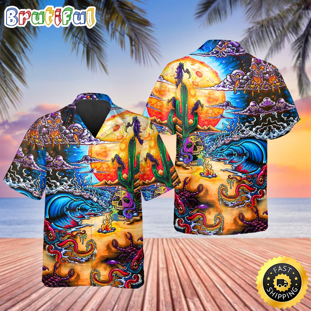 Scary Skull Beach Hawaiian Shirt Hawaiian Shirt For Men Best Hawaiian Shirts 1