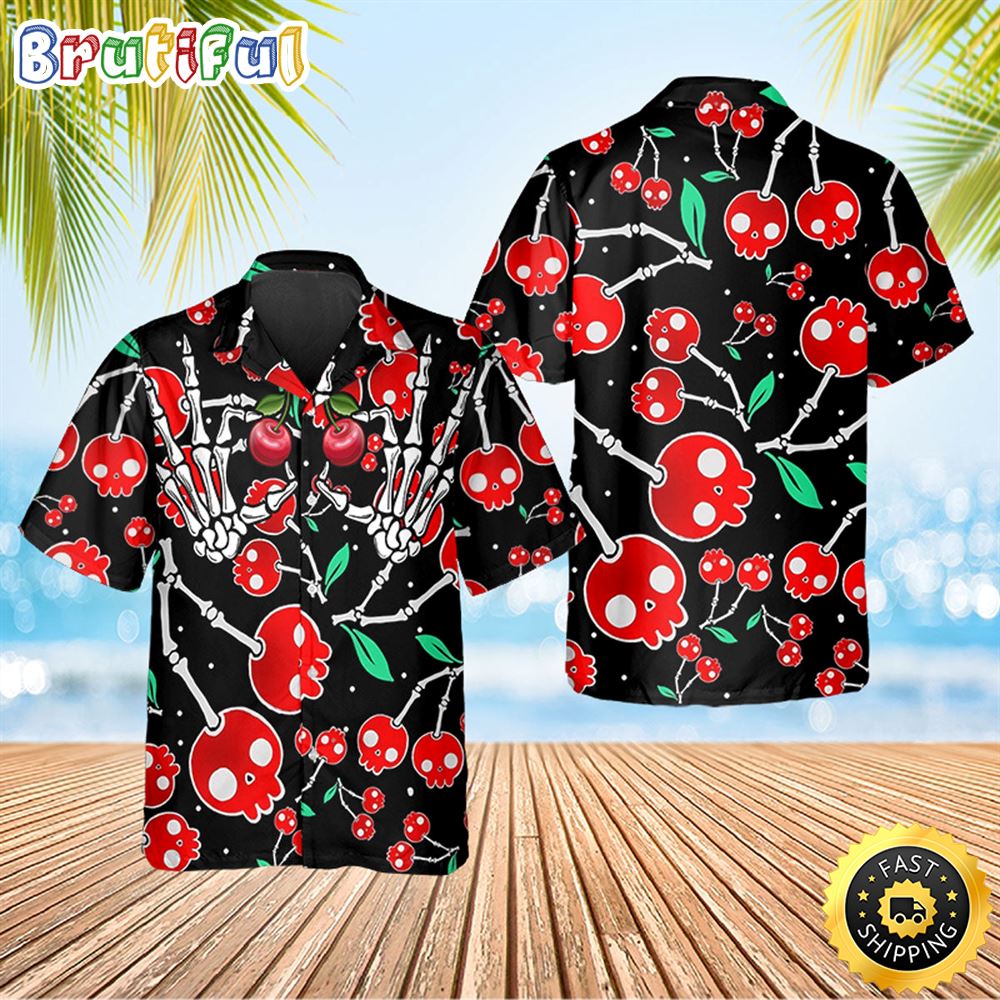 Skull Cherry Black Hawaiian Shirt Hawaiian Shirt For Men Best Hawaiian Shirts 1
