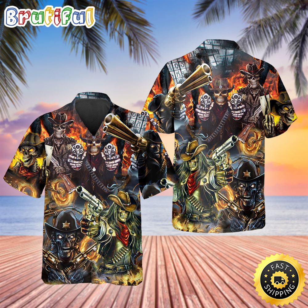 Skull Cowboy Squad Hawaiian Shirt Hawaiian Shirt For Men Best Hawaiian Shirts 1