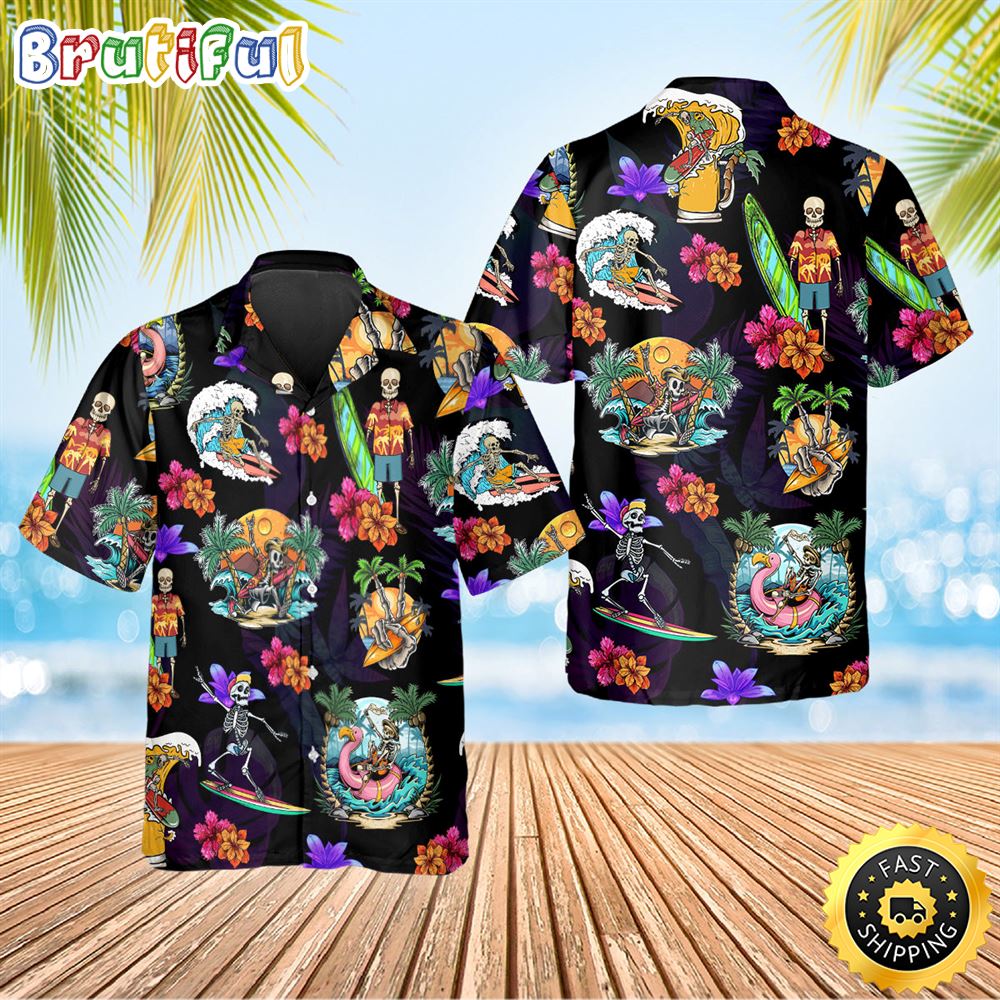 Skull On The Beach Funny Game Hawaiian Shirt Hawaiian Shirt For Men Best Hawaiian Shirts 1