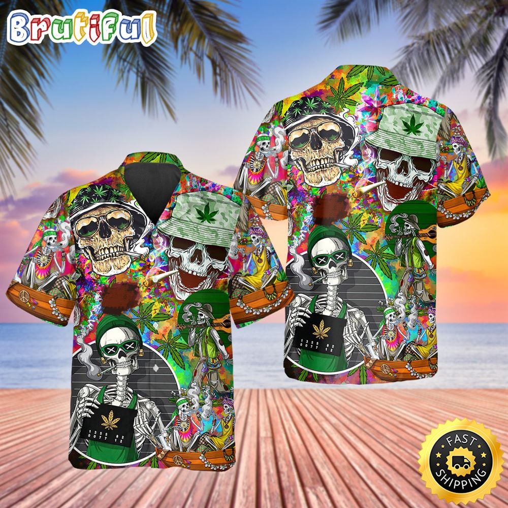 Stoner Smoking Skull Hawaiian Shirt Hawaiian Shirt For Men Best Hawaiian Shirts 1
