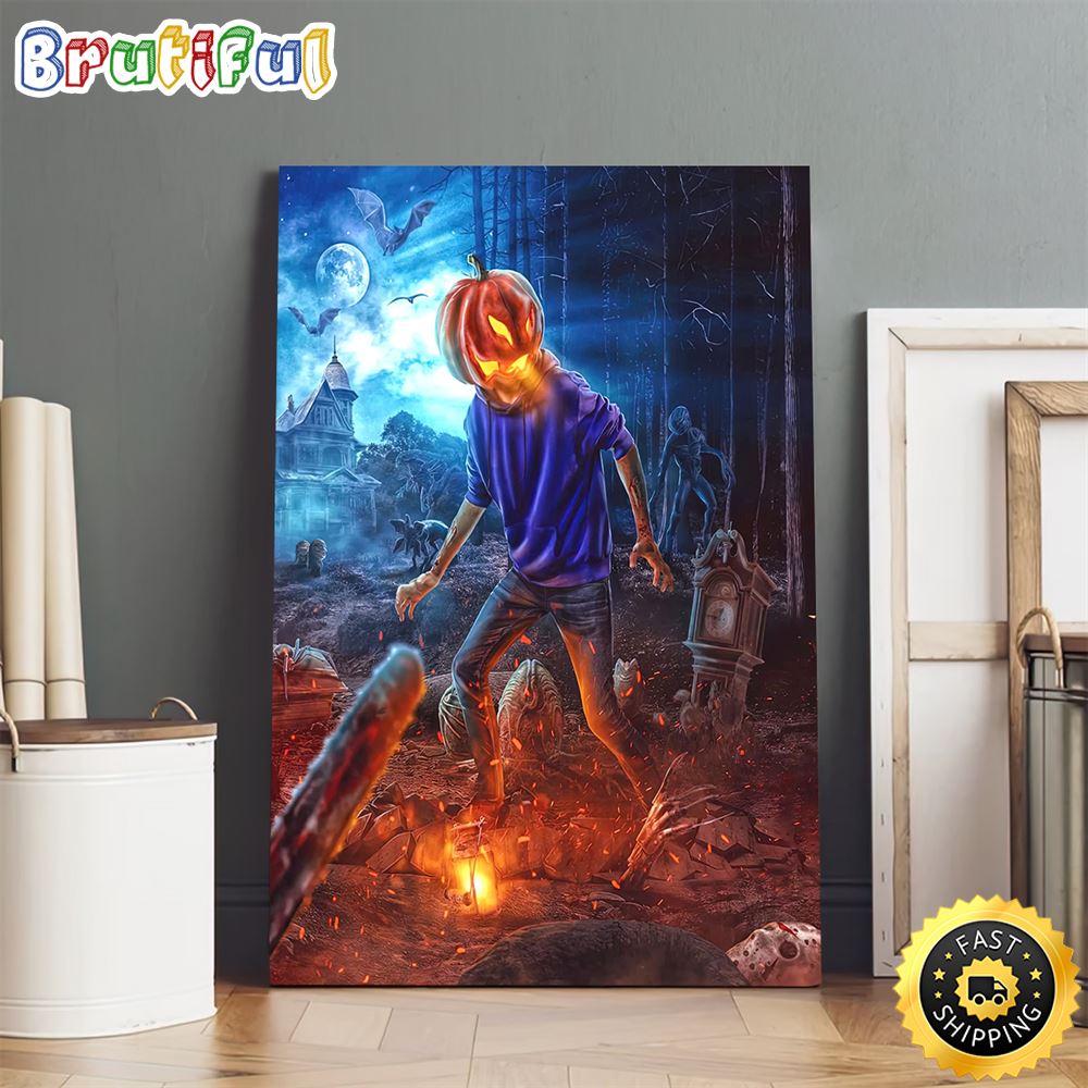 Stranger Things Eddie Munson With Pumpkinhead Poster Canvas