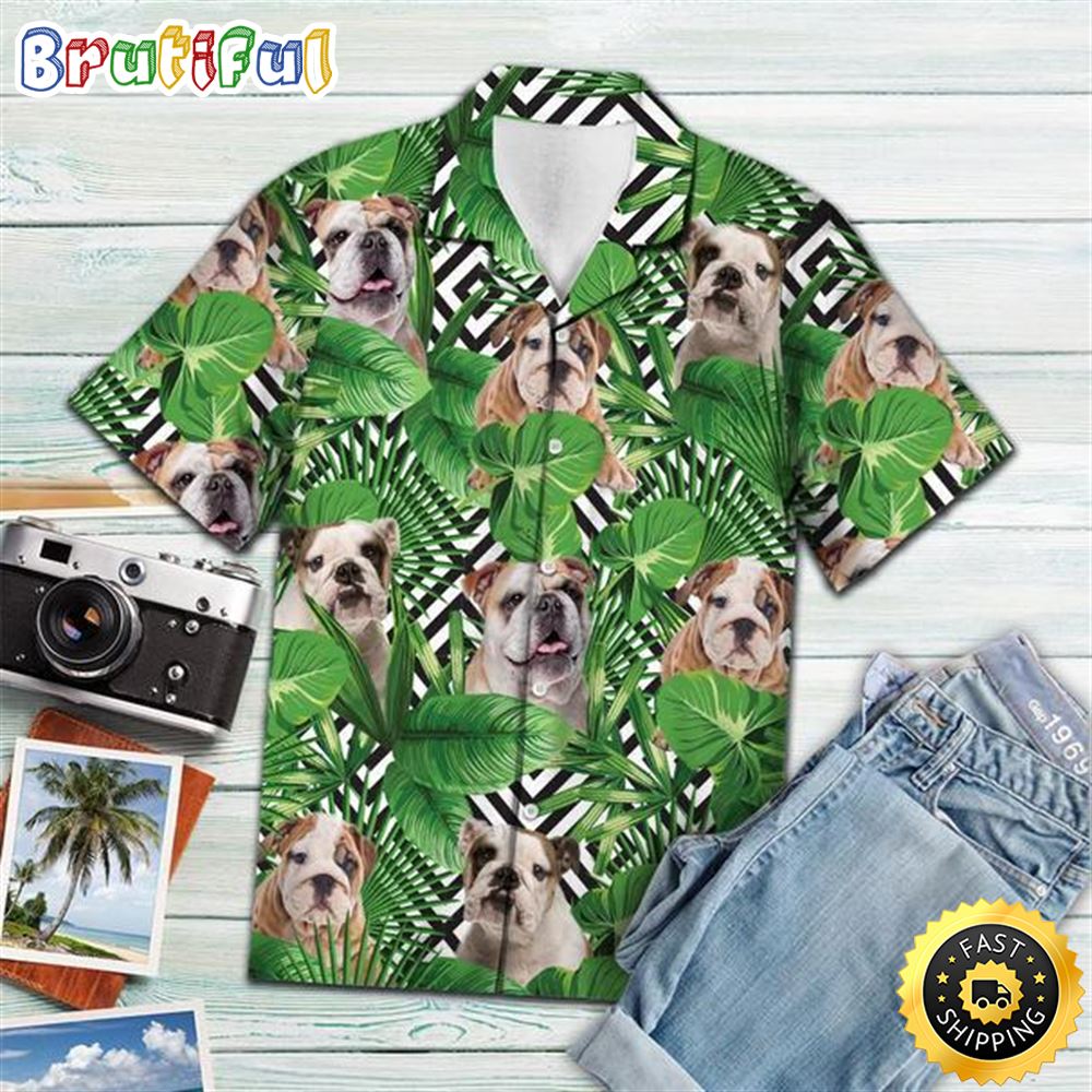 Summer Exotic Jungle Tropical Bulldog Hawaiian Shirt Mens Hawaiian Shirt Gifts For Dog Lovers 1