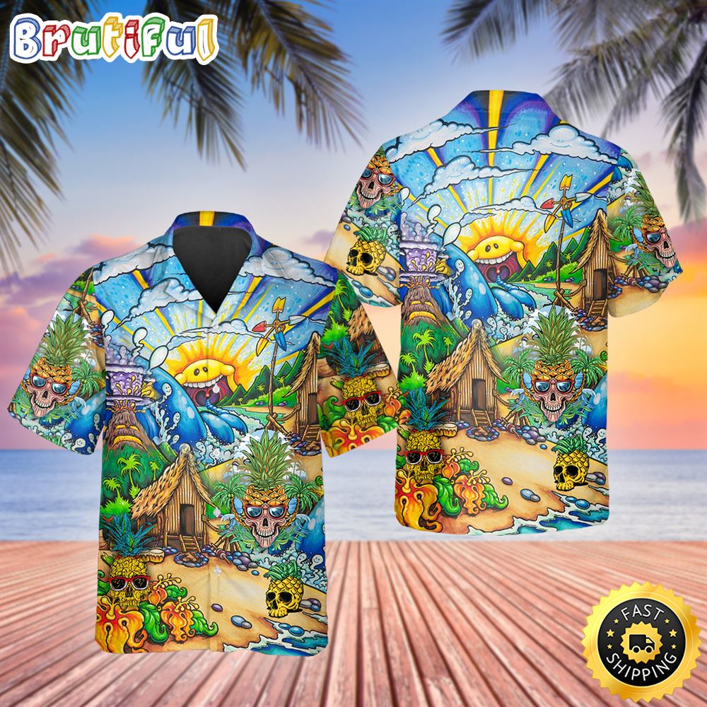 Sunny Village Beach Skull Hawaiian Shirt Hawaiian Shirt For Men Best Hawaiian Shirts 1