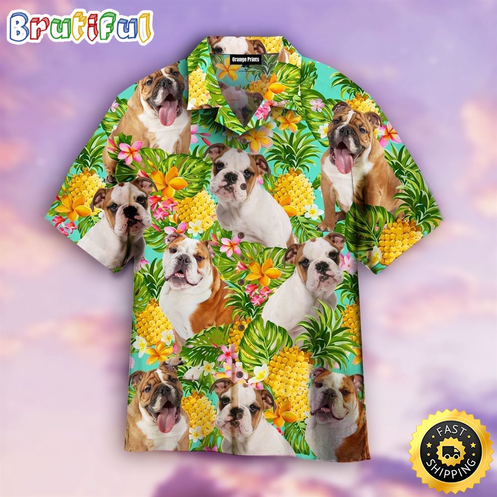 Tropical Bulldog Hawaiian Shirt Mens Hawaiian Shirt Gifts For Dog Lovers 1