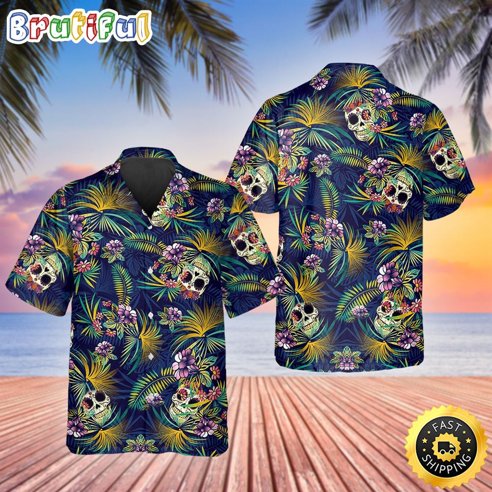 Tropical Sugar Skull Hawaiian Shirt Hawaiian Shirt For Men Best Hawaiian Shirts 1