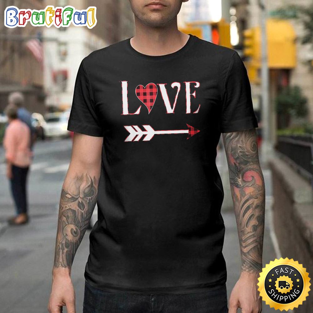 Valentine Buffalo Plaid Heart Love Tee Shirt Gift Happy Valentines Day Unisex T shirt