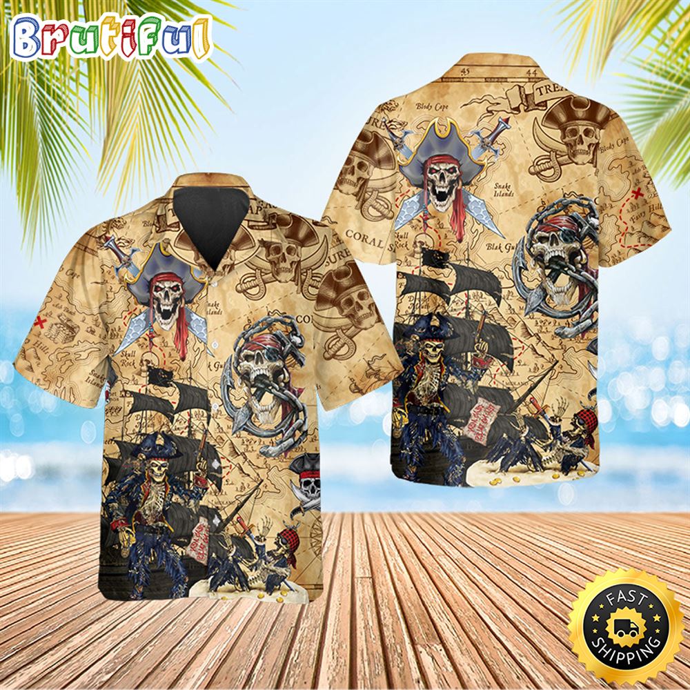 Vintage Pirate Skull Hawaiian Shirt Hawaiian Shirt For Men Best Hawaiian Shirts 1