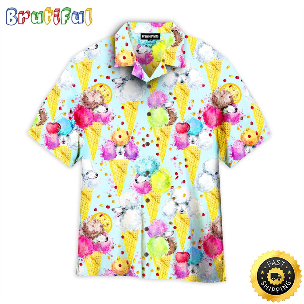 Watercolor Sweat Dog Ice Cream Dog Hawaiian Shirt Mens Hawaiian Shirt Gifts For Dog Lovers 1
