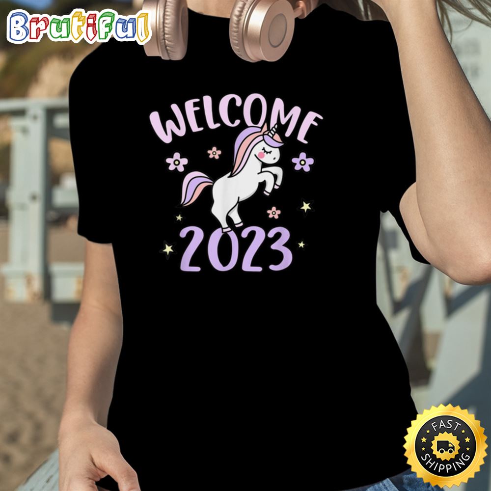 Welcome 2023 Happy New Year 2023 New Year s Unicorn Unisex Basic T shirt 1