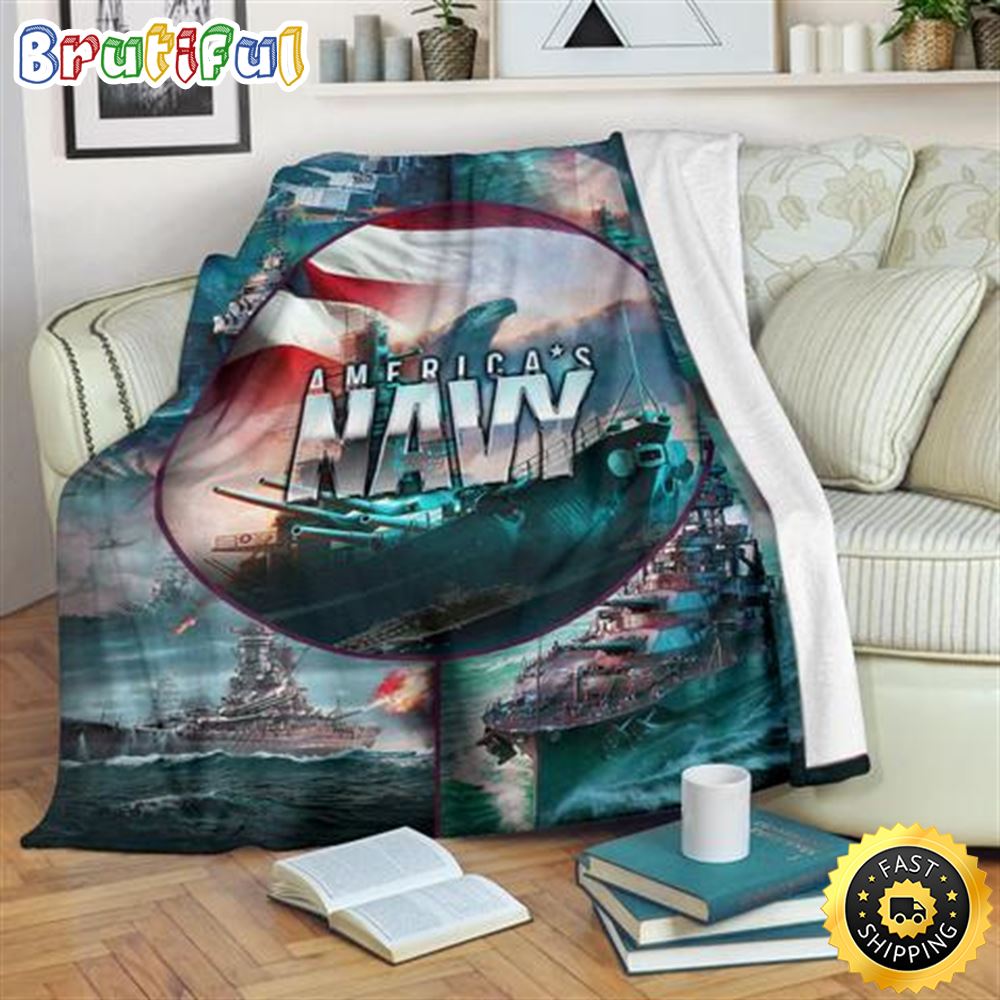 America's Navy And Warships Fleece Throw Blanket