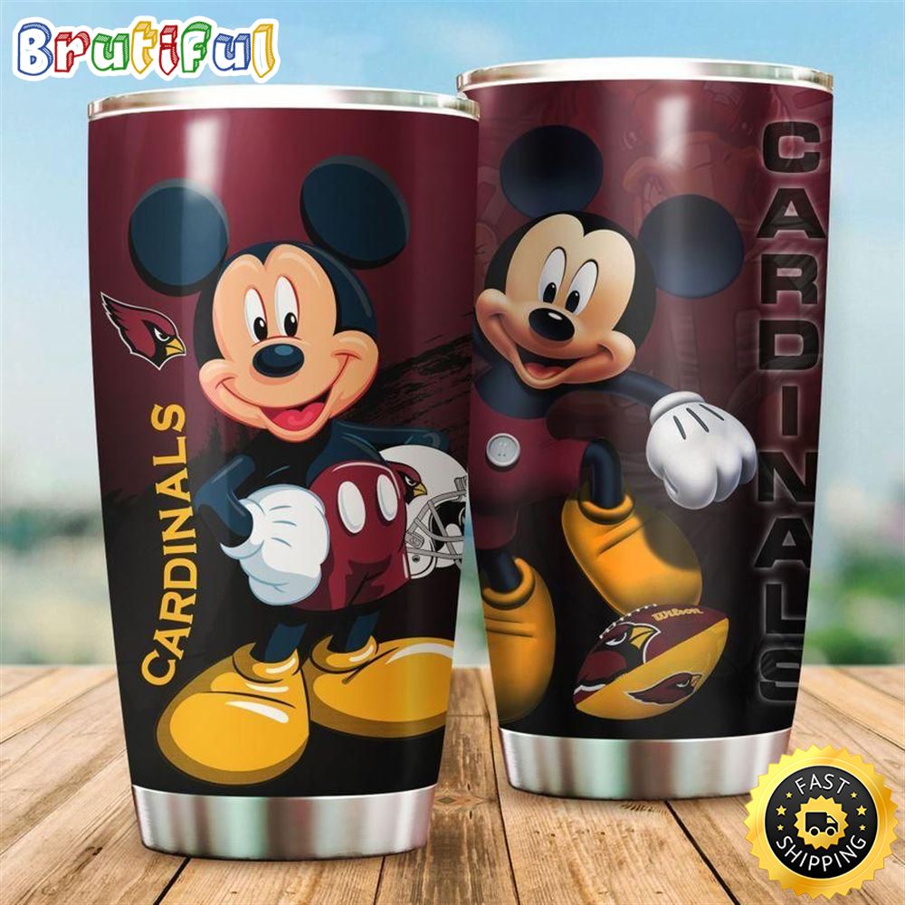 Arizona Cardinals NFL And Mickey Mouse Disney Football Teams Big Logo Gift For Fan Travel Tumbler