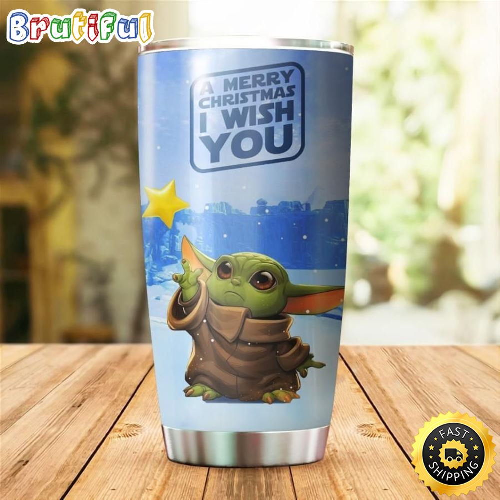 Baby Yoda A Merry Chiristmas I Wish You Gift For Lover Day Travel Tumbler