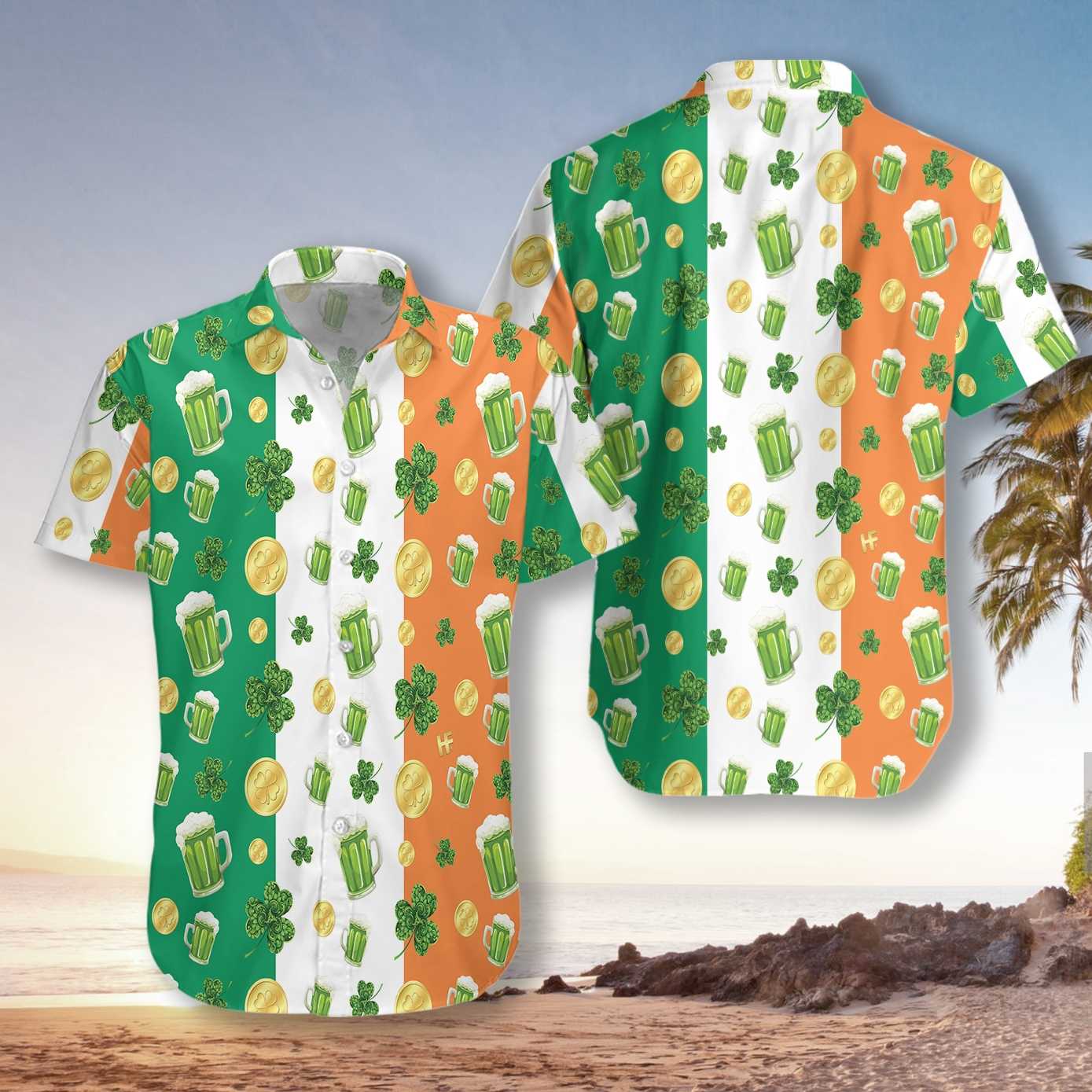 Beer Shamrock And Coin St Patrick s Day Patricksday Gifts Aloha Hawaiian Shirts 1
