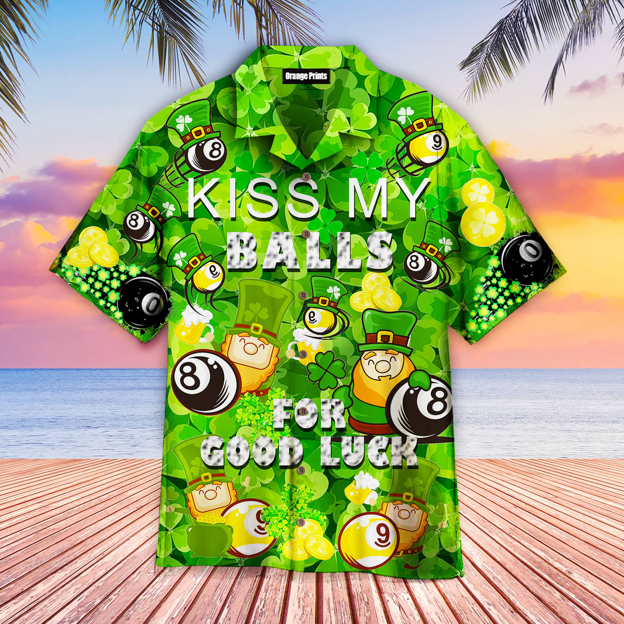 Billard Kiss My Balls For Good Luck Saint Patricks Day Patricksday Gifts Aloha Hawaiian Shirts 1
