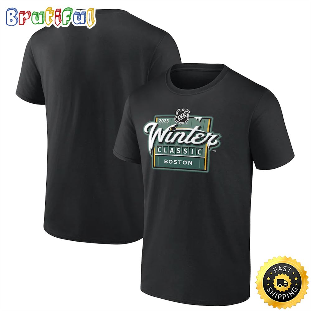 Boston Bruins vs. Pittsburgh Penguins Fanatics Branded 2023 NHL Winter Classic Event Logo Black T shirt