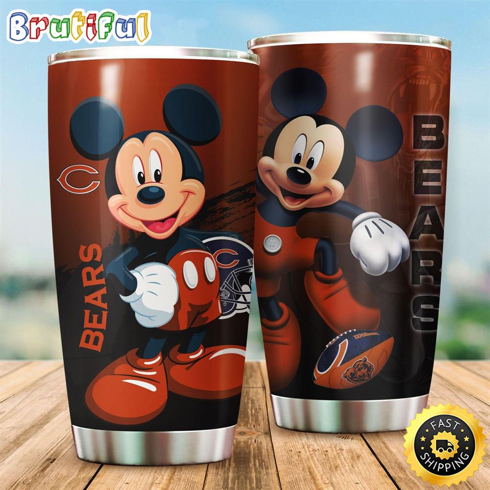 Chicago Bears Mickey Mouse NFL Football Teams Big Logo 13 Gift For Fan Travel Tumbler
