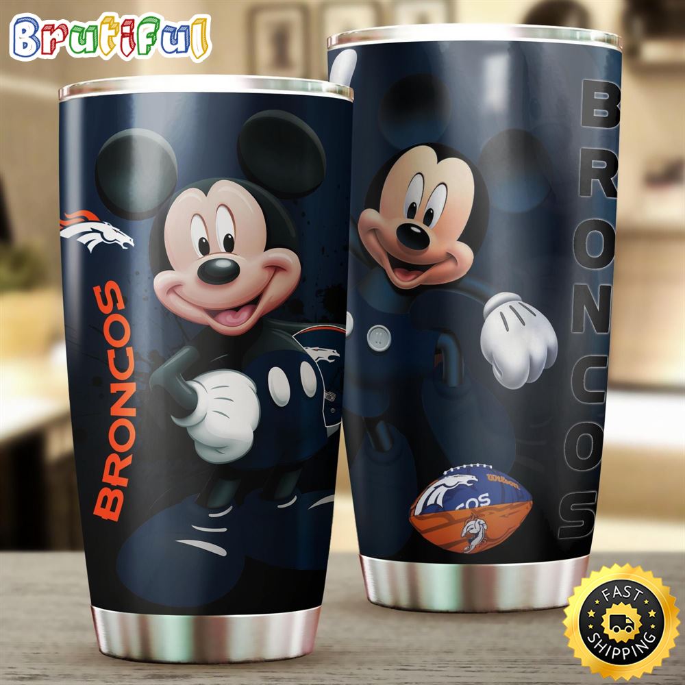 Denver Broncos NFL And Mickey Mouse Disney Football Teams Big Logo Gift For Fan Travel Tumbler